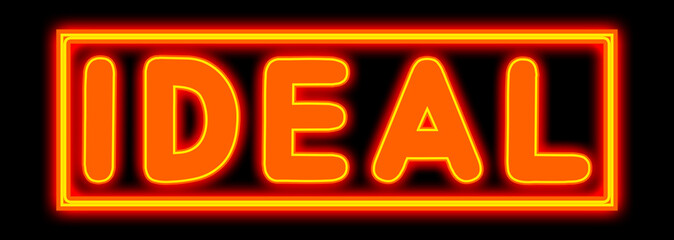 Ideal - glowing text on black background