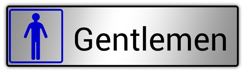 Obraz premium Panneau en anglais: Toilettes pour hommes et femmes, wc mixtes et unisexe - panneau pour salle de bain, toilettes et autres commodités texture en métal