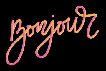 slogan Bonjour phrase graphic vector Print Fashion lettering calligraphy © 1emonkey