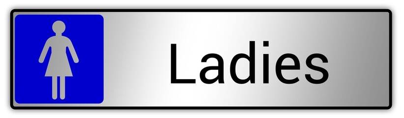 Panneau en anglais: Toilettes pour hommes et femmes, wc mixtes et unisexe - panneau pour salle de bain, toilettes et autres commodités texture en métal