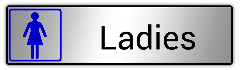 Panneau en anglais: Toilettes pour hommes et femmes, wc mixtes et unisexe - panneau pour salle de bain, toilettes et autres commodités texture en métal