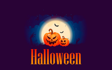 Halloween pumpkins under the moonlight