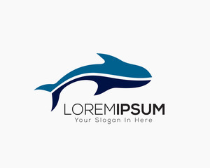 Abstract modern blue fish logo