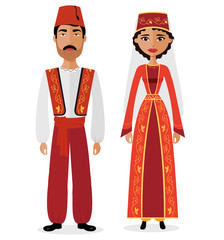 Turkish couple man and woman in traditional clothes  vector illustration eps 10