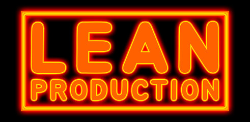 Lean Production - glowing text on black background