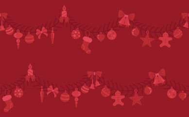 Christmas light garlands set. Colour isolated design seamless pattern. New year winter collection