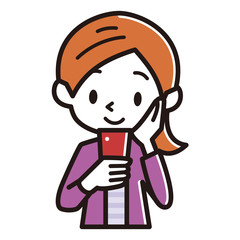 スマホを見る若い女性
