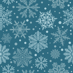 Snowflake seamless pattern. Vintage winter background. Christmas collection