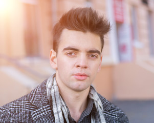 Fototapeta premium Portrait handsome man in city street
