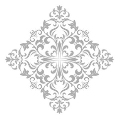 Damask graphic ornament. Floral design element. Grey vector pattern
