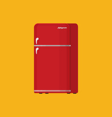 Flat vector old refrigerator isolated on background