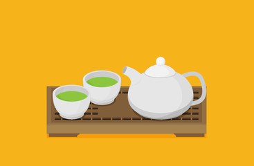 Teapot and cups. Vector illustration EPS 10
