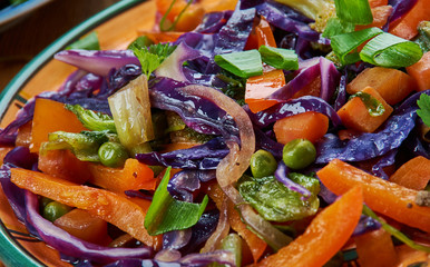  Mongolian veggies stir fry in spicy soy ginger sauce
