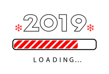 Naklejka premium Loading 2019 New Year creative poster with progress bar.