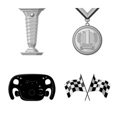 Isolated object of car and rally logo. Set of car and race vector icon for stock.
