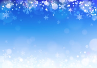 クリスマス 雪の結晶 冬の背景 青　イラスト