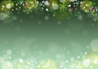 Naklejka na ściany i meble クリスマス 雪の結晶 冬の背景 緑　イラスト