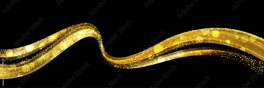 Poster Abstract shiny color gold wave design element