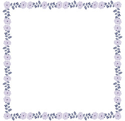Square violet romantic vector flower border for spring and summer brochures, wedding designs and backgrounds