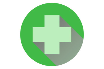 Obraz premium Icono verde de cruz de una farmacia.