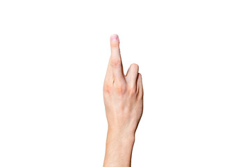Obraz premium Male hand gesture and sign collection isolated over white background