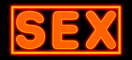 Sex - glowing text on black background