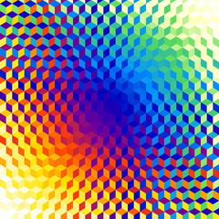 Obraz premium Blurred background. Geometric abstract pattern in low poly style. Effect of a glass. Small cubes. Vector image.