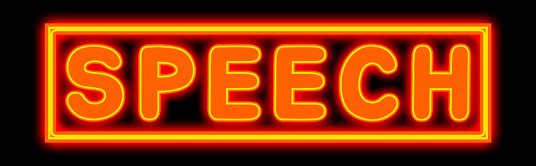 Speech - glowing text on black background