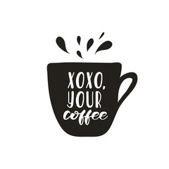 Lettering design with a coffee phrase. Vector illustration.