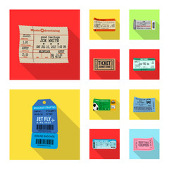 Vector design of ticket and admission icon. Collection of ticket and event vector icon for stock.