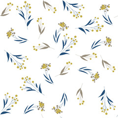 Floral bouquet vector pattern with small flowers and leaves