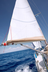 Sail boat sailing in the Mediterranean sea