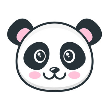 Vetor do Stock: Cute panda face isolated on white background | Adobe Stock
