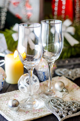 New Year's celebratory table with glasses