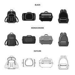 Isolated object of suitcase and baggage icon. Set of suitcase and journey stock symbol for web.