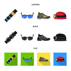 Vector design of mountaineering and peak logo. Set of mountaineering and camp vector icon for stock.