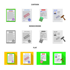 Fototapeta na wymiar Vector illustration of form and document sign. Set of form and mark stock vector illustration.