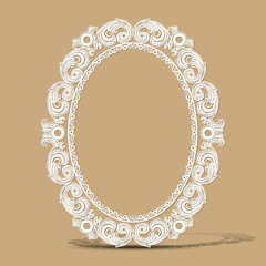 carved vintage frame made of paper with shadow
