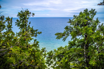 Fototapeta na wymiar The peaceful view of the bay in Mackinac Island St. Ignace, Michigan