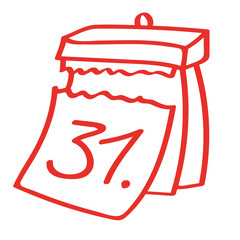 Handgezeichneter Kalender - Tag 31 in rot