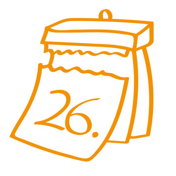 Handgezeichneter Kalender - Tag 26 in orange