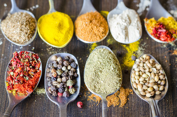 set of different spices and spices