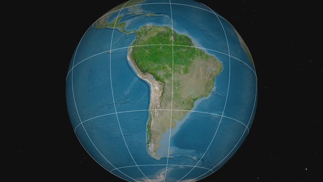 Zoom-in on Paraguay outlined. Satellite