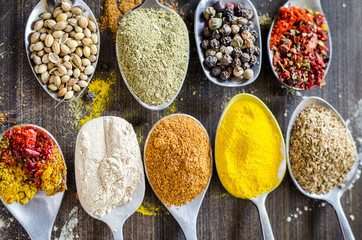 set of different spices and spices