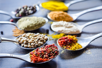 set of different spices and spices