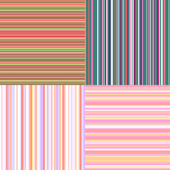 Set of seamless colored patterns. Pretty bright colors. Abstract geometric wallpaper of the surface. Striped backgrounds. Print for polygraphy, posters, t-shirts and textiles. Doodle for work