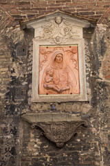 Religious street art of Mary and Jesus in Siena, Tuscany