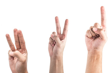 Counting 1-2-3 Fingers on Hand set isolated over white background