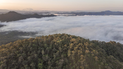 Landscape of Morning Mist with Mountain Layer at  north of Thailand