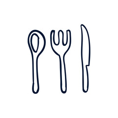 spoon fork and knife doodle